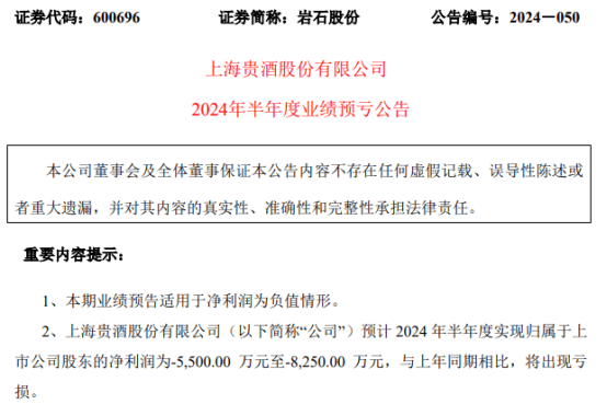 岩石股份2024年上半年预计亏损5500万-8250万 公司未收到相关政府补助  第1张