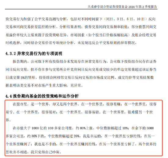 又现“基金诗人”？大成基金徐彦：在一个世界里亏掉的钱 在另一个世界里赚到了  第1张