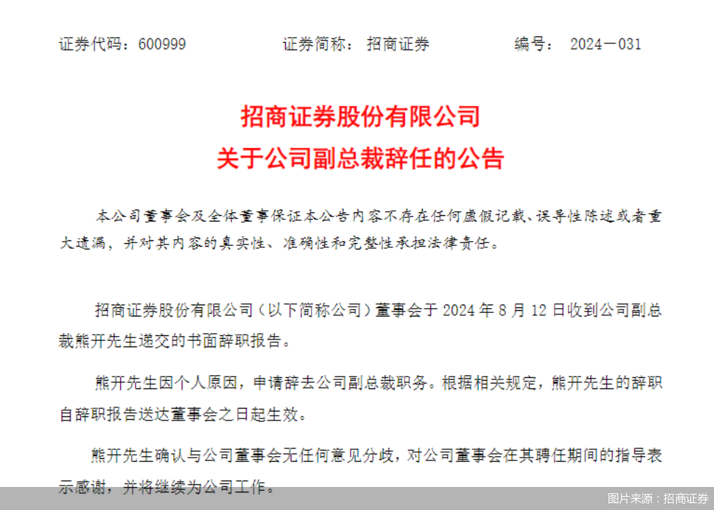 任职不满一年副总裁辞任 招商证券年内多次被监管“点名”  第3张